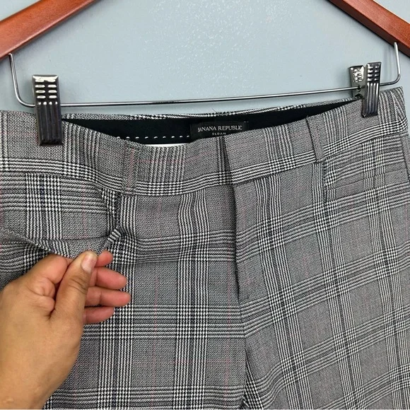 Banana republic Sloan plaid slim ankle pants size 2 mid rise multicolor - Picture 3 of 13